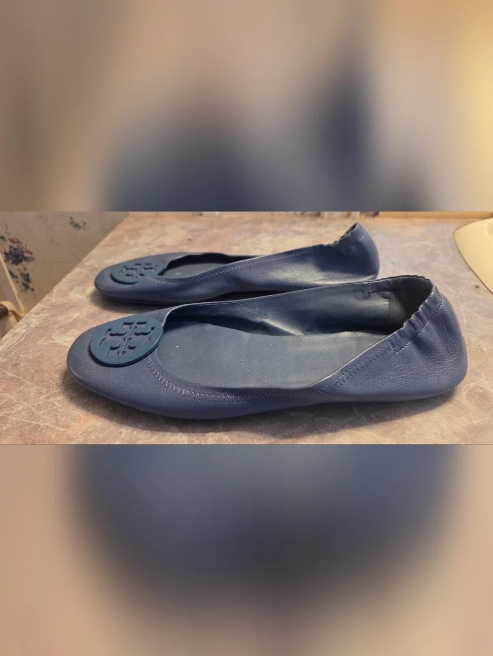 Tory Burch Navy Miller Logo Ballet Flat